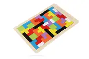 Wooden Tetris Puzzle 40Pcs Colorful Tangram Brain Block Intelligence Puzzles