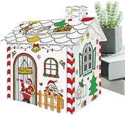 Christmas Cardboard House - Doodle Hand Painted Craft Kits,Color Your Own Cardboard Houses for Home, Nursery, Daycare Center