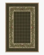 185' x 275' | Machine Washable Runner Rug | Kid & Pet Friendly | Indoor Rug | Pine Border Dark Olive Tufted Rug | Ruggable