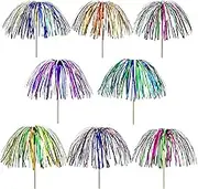 100 pcs 9'' Wooden Cocktail Picks Skewers, Firework Food Picks Mix 3 Colors, Kids Food Picks with 8 Styles for Toothpicks Appetizers, Cocktail Drinks, Party Supplies, Club Sandwiches, Sticks Party