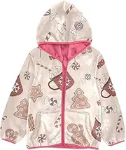 [GuoChe] Baby Girl Fleece Jacket Retro Christmas Sweets Cocoa Candy Gingerbread Kids Outerwear Boys pink Baby Girl Clothes Tops