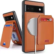 SailorTech for Google Pixel 6a case with Credit Card Holder, fits Pixel 6a Phone Leather Case Wallet for Women Compatible Wallet Detachable 2-in-1 for Men-Brown