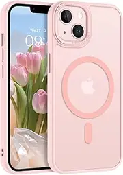 DOMAVER for iPhone 13/14 Case, Magnetic Case Compatible with MagSafe, Matte Translucent Slim Skin-Touch Shockproof Case for iPhone 13 Case/iPhone 14 for Girls Women, Pink