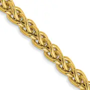 14K Yellow Gold 24 Inch 3.45mm Semi-Solid Wheat With Lobster Clasp Chain
