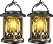 Solar Outdoor Hanging Lanterns, Waterproof, 2-Pack, Decorative Patio Garden Lights with Clip，Gift
