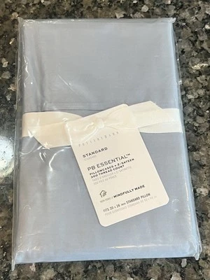 NEW Pottery Barn PB Essential Standard Pillowcases, Set/2, 300 TC, Ashley Blue