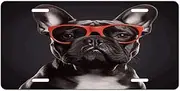 Custom Aluminum License Plate 15x30 Rustproof Durable Personalized French Bulldog Printing Car Plate for Cars, Trucks & SUVs