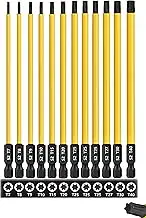 Saipe 12PCS T7-T40 Torx Screwdriver Bit Set 6 Inch / 150mm Long Star Screw Driver Drill Bits S2 Steel Magnetic Torx Head 1/4 Inch Hex Shank Security Tamper Proof Star 6 Point Impact Driver Bit