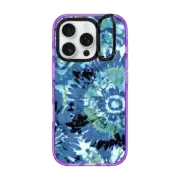 iPhone 16 Pro Impact Ring Stand Case MagSafe Compatible Blue Tie Dye Burst