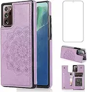Asuwish Phone Case for Samsung Galaxy Note 20 Ultra Glaxay Note20 Plus 5G with Screen Protector and Wallet Cover Card Holder Stand Cell Gaxaly Notes 20Ultra Note20+ U + 20+ Twenty Not S20 Purple