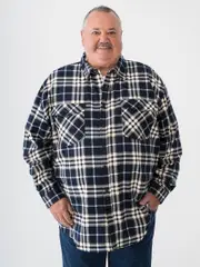 Big Mens Navy Mustard Flannelette Shirt