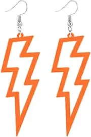 [LPYO] Acrylic Hollow Lightning Earrings for Women Girls Vintage Acrylic Handmade Lightweight Hollow Lightning Bolt Neon Dangle Earrings 70s 80s 90s Drop Earrings 80's Retro Party Jewelry Gifts