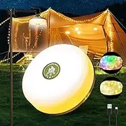 Camping Lights String,4 in 1 Upgraded Outdoor String Lights with 8 Lighting Modes,Magnetic Suction, Flashlight Function,USB Charging - Portable RGB Camping String Lights- 32.8ft/10M