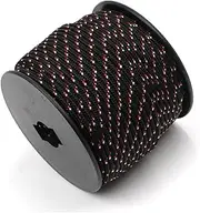 1/8in(3mm) 164ft Nylon Rope Solid Braided Cord 5 Stands Paracord Thin String for Crafts Multipurpose UV Resistant for Tent Garden Clothesline and Outdoor Tarp(Black Pattern2)