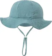 [KEOYA] Baby Toddler Bucket Hat for Infant Boys Girls Kids Summer Beach Hats Toddler Infant Caps with Wide Brim Strap for 0-12M