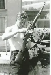 WW II German Photo **Soldier Cleans K98 Mauser Rifle **...