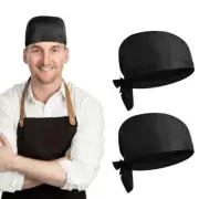 2 Pcs Unisex Chef Hats Catering Skull Caps Turban Man for Kitchen Working Women
