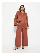 [Commonry] Flat Front Linen Pant in Burnt Russet