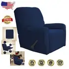 Water-Resistant Stretch Sofa Slipcover in Navy - Jacquard Fabric 4-Piece Set
