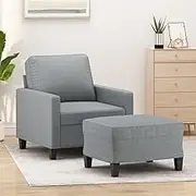 'vidaXL Sofa Chair with Footstool - Light Grey Fabric Lounger - Modern Seating for Living Room, Lounge, Bedroom - Durable and Sturdy Build - Footer for Extra Comfort