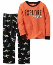 $22 NWT ☀FLEECE☀ CARTERS EXPLORE SPACE Sz 12m New Boys Pajamas