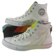 Converse Chuck Taylor CTAS Hi PRIDE White Bolt Sneakers A10216C Men's 13