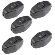 Inline Cord Switch AC 250V 6A SPST On-Off Rocker Switch for Lamp Light 5pcs
