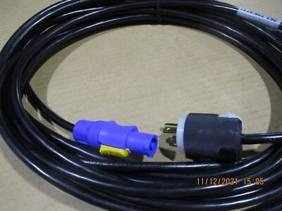 Powercon to male Edison 25' NEW Hubbell Edison Genuine Neutrik Powercon