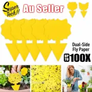 Up to 100pcs Dual Sided Strong Sticky Trap Insect Killer Fruit Fly Traps Gnat AU