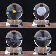 80MM Crystal Decorative Ball 3D Laser Engraved Glass Sphere Free Stand Gift