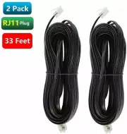 2 PC 32FT RJ11 6P4C Modular Telephone Extension Cable Phone Cord Line Wire Black