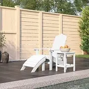 Garden Chairs, Garden Adirondack Chair with Footstool & Table HDPE White
