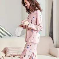 在飛比找蝦皮購物優惠-{HOT}韓版女式長袖家居服睡衣-Thuy Cotton S