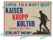 OLD HISTORIC PHOTO OF WWI ALLIES MILITARY POSTER BEAT THE KAISER KRUPP KULTER