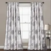 Lush Decor Multi Circles Light Filtering Window Curtain Panel Pair, 84" x 52", Charcoal