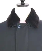 $6,850 BRIONI - Water Repellent FUR COLLAR / CASHMERE Lined LOGO Coat - L