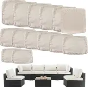 Outdoor Cushion Covers Replacement 14 Pcs Patio Cushion Covers fit for 7Pieces 6-Seater Wicker Rattan Sectional Couch Sofa Outdoor Cushion Slipcovers Set Seat and Back Cover Only, Beige