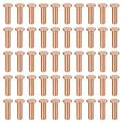 200Pcs 2mm Dia x 8mm L Shank Flat Head Copper Solid Rivets Fastener Copper Tone