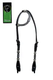 Western Dark Oil Leather Bevelled Rawhide Braided Headstall with Knots