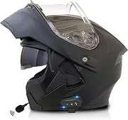 Modular Flip Up Helmets Bluetooth Full Helmet ECE Approved with Anti-Fog Double Visor for Adults Men and Women Built-in Speaker Microphone for Automatic Answering G,XL=61-62CM
