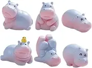 Abaodam 6pcs Miniature Hippopotamus Figurines Adorable Resin Animal Decor for DIY Fairy Gardens Mini Garden Figures Creative Crafting and Unique Home Decoration Ornaments