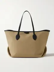 [KHAITE] KHAITE - Amalia Textured Leather-trimmed Canvas Tote - Beige - One size One size Neutrals