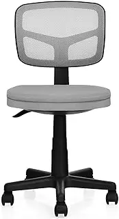 HONEY JOY Swivel Desk Computer Chair for Kids, Home Office Adjustable Ergonomic Children Mesh Study Chair w/Backrest, Lumbar Support, Removable Cushion, Rolling Task Chair for Living Room, Grey