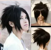 For Cosplay Men Uchiha Sasuke Wig Black Short Layered Synthetic Hair Wigs