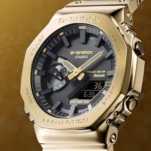 【CASIO 卡西歐】G-SHOCK 八角農家橡樹 奢華金 太陽能藍芽手錶(GM-B2100GD-9A)