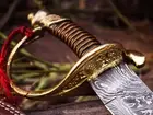 24" Damascus SWORD Silver Sword Art Tactical Sword Master LARP Sword Cut