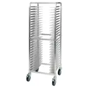 Back of House Pizza Pan Rack with Brakes 2 Inch Spacing Aluminum Silver 26 Tier
