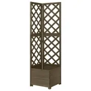 Corner Trellis Planter Grey Solid Fir Wood Vertical Garden 40x40x150 cm