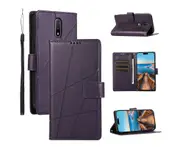 For Nokia 2.4 Case Wallet – Folding Wallet Case with 3 Card Slots and Phone Stand Function – Dark Purple