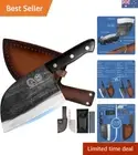 Ergonomic Full Tang Butcher Knife - Handmade Manganese Steel Cleaver with Sheath